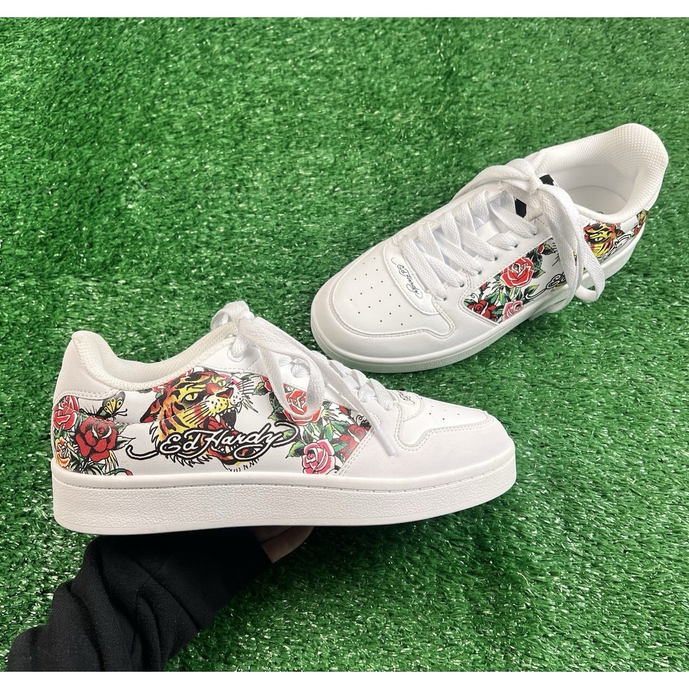 Ed Hardy Court -T Sneakers White 8.5 Men's NWOB